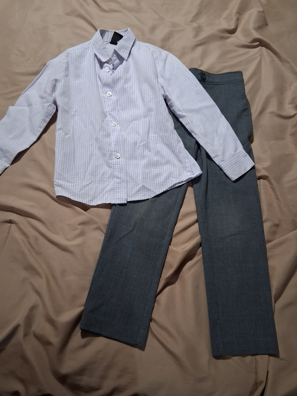 Wonder Nation TFW Lavender Button-Up Shirt Gray Dress Pants Set 4T